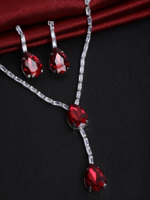 Velvet Jewelz Alloy Red Jewellery Set(Pack of 2)