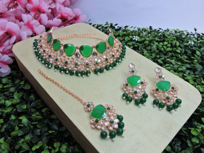 VATSALYA creation Alloy Gold-plated Green, Silver Jewellery Set(Pack of 1)