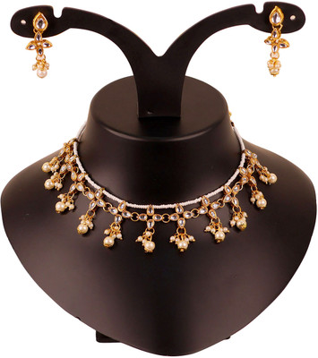 Swarajshop Alloy Gold-plated White Jewellery Set(Pack of 3)