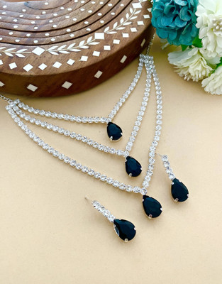 Vacker Alloy Silver Black, Silver Jewellery Set(Pack of 1)