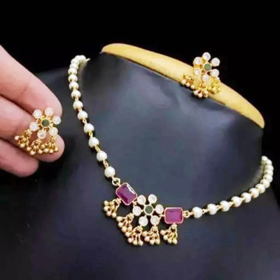 MB Creation Brass Gold-plated Gold Jewellery Set(Pack of 1)
