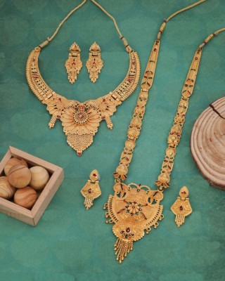 Muskan Enterprises Brass Gold-plated Multicolor Jewellery Set(Pack of 1)