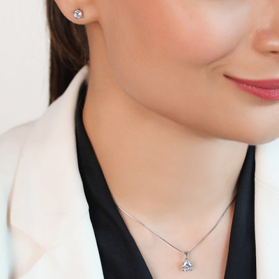 ZAVYA Sterling Silver Rhodium Silver Jewellery Set(Pack of 1)