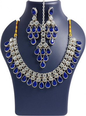 Paradise Hub Alloy Silver Blue, White Jewellery Set(Pack of 1)