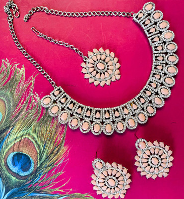 VATSALYA creation Alloy Gold-plated Beige Jewellery Set(Pack of 1)