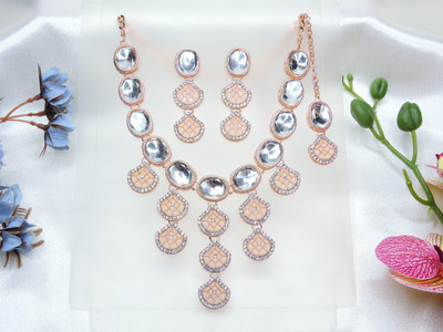VATSALYA creation Alloy Gold-plated White Jewellery Set(Pack of 1)