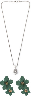 Gauri Fashions Stone Silver, Green Jewellery Set(Pack of 1)