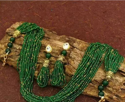 SHYAM Alloy Gold-plated Green Jewellery Set(Pack of 1)