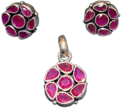 Luxerra Sterling Silver Sterling Silver Pink, Gold Jewellery Set(Pack of 1)