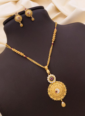 sakimo Brass Gold-plated Gold Jewellery Set(Pack of 1)