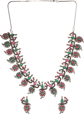 SARAF RS JEWELLERY Brass Rhodium Multicolor Jewellery Set(Pack of 1)