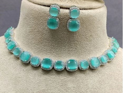 DENICRAAS Alloy Silver Green Jewellery Set(Pack of 1)