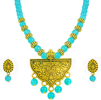 TAP Fashion Copper Gold-plated Blue Jewellery Set(Pack of 1)
