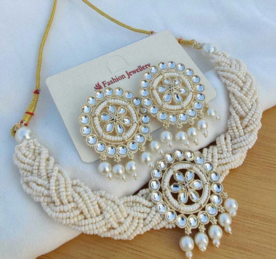 ZMS Alloy White Jewellery Set(Pack of 3)