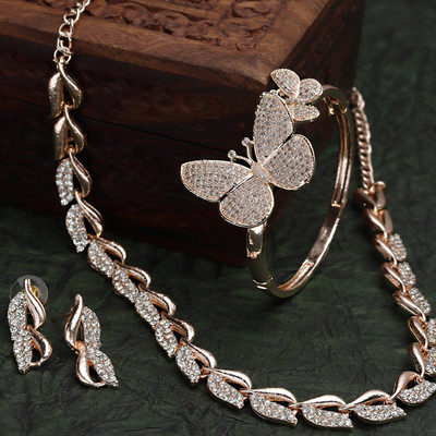 ZENEME Brass Gold-plated Rose Gold Jewellery Set(Pack of 1)