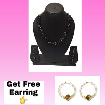 UTTARAI Alloy Gold-plated Black Jewellery Set(Pack of 3)