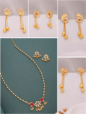 Alasca Brass Gold-plated Gold Jewellery Set(Pack of 5)