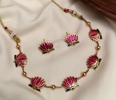 shreelaxmicreation Alloy Gold-plated Pink, Gold Jewellery Set(Pack of 1)