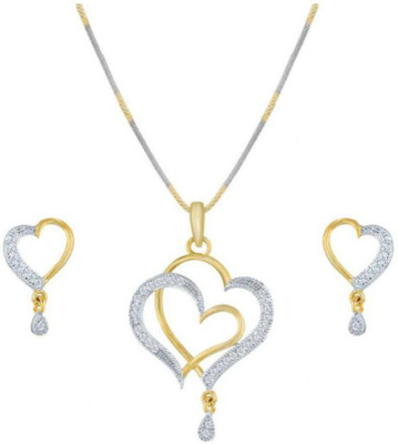 Prunos Alloy Gold-plated White Jewellery Set(Pack of 1)