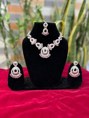 ahana Alloy Maroon Jewellery Set(Pack of 1)