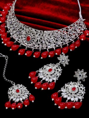 SAIYONI Brass Red Jewellery Set(Pack of 1)