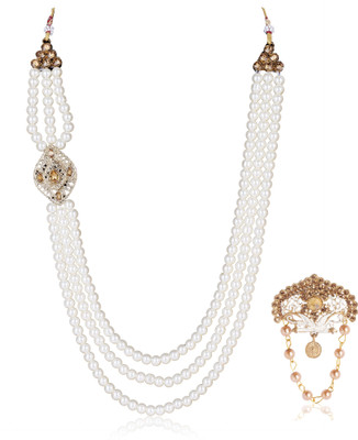 jiyanshi fashion Glass Gold-plated White Jewellery Set(Pack of 2)