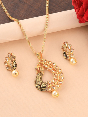 NM CREATION Alloy Gold-plated Black, Gold Jewellery Set(Pack of 1)