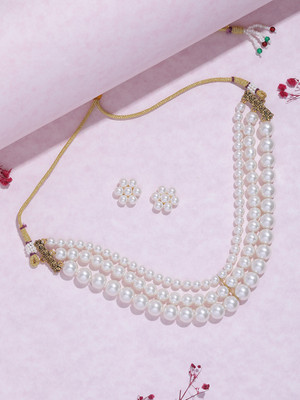 MANSIYAORANGE Alloy Gold-plated White Jewellery Set(Pack of 1)