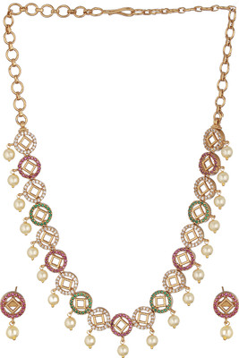 SARAF RS JEWELLERY Brass Rhodium Multicolor Jewellery Set(Pack of 3)