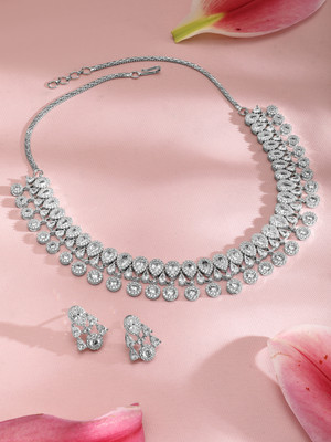 RUBANS Brass Silver Silver Jewellery Set(Pack of 3)