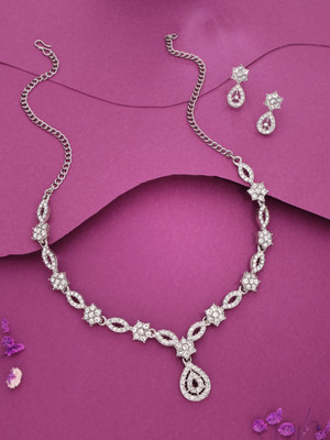 Divastri Brass Gold-plated Silver, White Jewellery Set(Pack of 1)