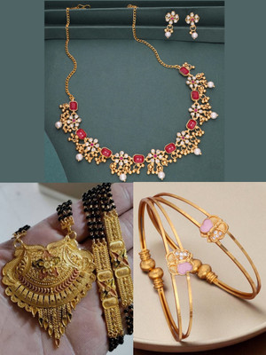 VEDDAA Brass Gold-plated Multicolor, Copper Jewellery Set(Pack of 3)