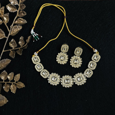 VATSALYA creation Alloy Gold-plated White Jewellery Set(Pack of 2)