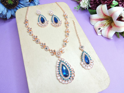 VATSALYA creation Alloy Gold-plated Turquoise Jewellery Set(Pack of 1)