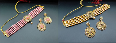 R A Enterprises Alloy Gold-plated Pink, Gold Jewellery Set(Pack of 2)