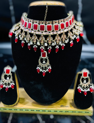 SHIV SHAKTI JEWELLERS Alloy Gold-plated Red Jewellery Set(Pack of 3)