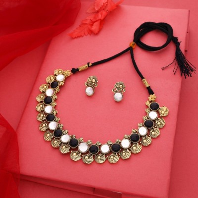 Sehbhagi Alloy Gold-plated Black, White Jewellery Set(Pack of 1)