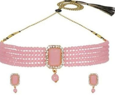 house of common Alloy Pink Jewellery Set(Pack of 1)