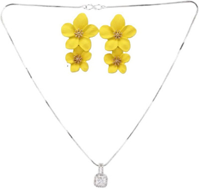 SKG Fashions Stone White, Yellow Jewellery Set(Pack of 1)