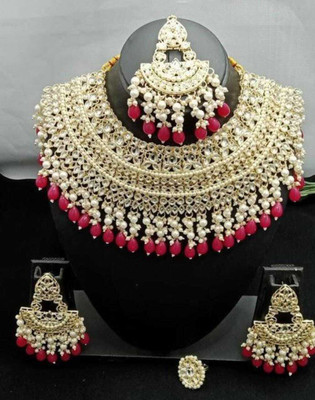 YFJ Alloy Gold-plated Red Jewellery Set(Pack of 1)