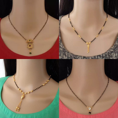 RAMDEV ART FASHION JEWELLERY Pack Of 4 Gold Plated Mangalsutra Tanmaniya For Women Alloy Mangalsutra