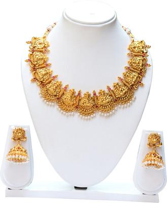 Swarajshop Alloy Gold-plated Maroon Jewellery Set(Pack of 1)