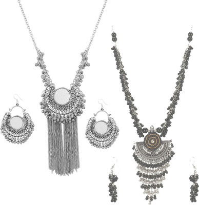 Foxy Trend Alloy Silver Silver, Black Jewellery Set(Pack of 2)