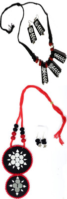 HOUSE OFF COMMON Oxidised Silver Black, Multicolor Jewellery Set(Pack of 2)