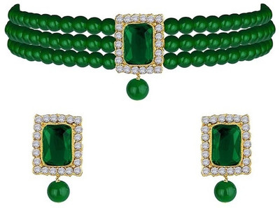 CATALYST Brass Gold-plated Green Jewellery Set(Pack of 1)