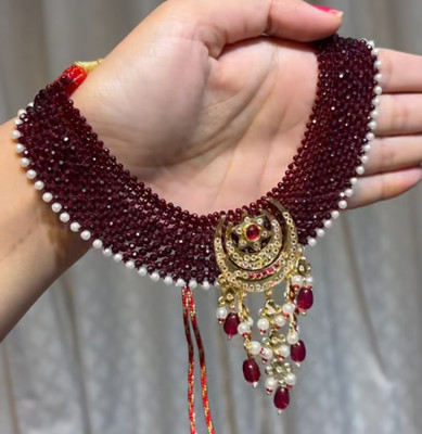 Trendyz Brass, Lac Gold, Maroon Jewellery Set(Pack of 1)