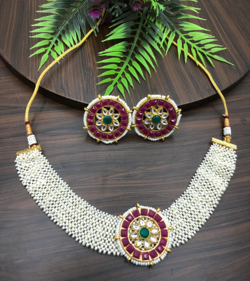 Om jewels Alloy Gold-plated Multicolor Jewellery Set(Pack of 1)