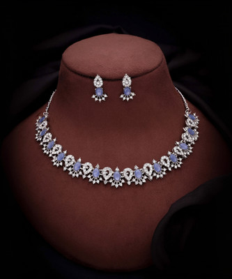 Vedda Brass Gold-plated Silver, White, Blue Jewellery Set(Pack of 1)