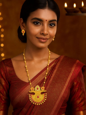 Digital Dress Room Brass Gold-plated Gold Jewellery Set(Pack of 3)