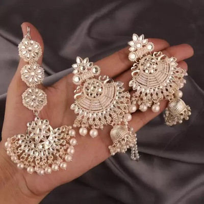 Prime Inclusive Alloy Gold-plated White Jewellery Set(Pack of 3)